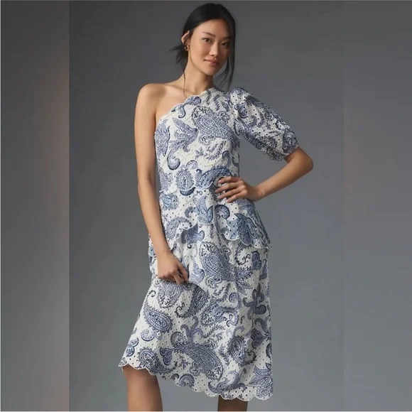 FARM Rio One Shoulder Eyelet Midi Dress - Picture 6 of 7